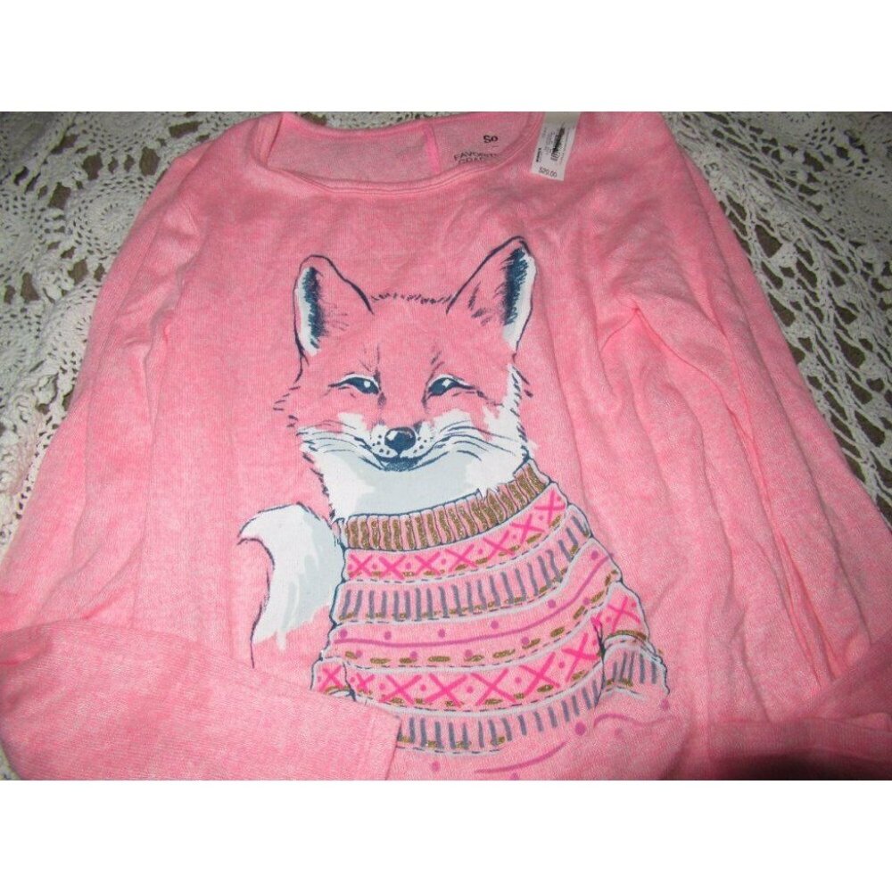 nwt So pink fox wearing sweater long sleeve t-shirt girls 8